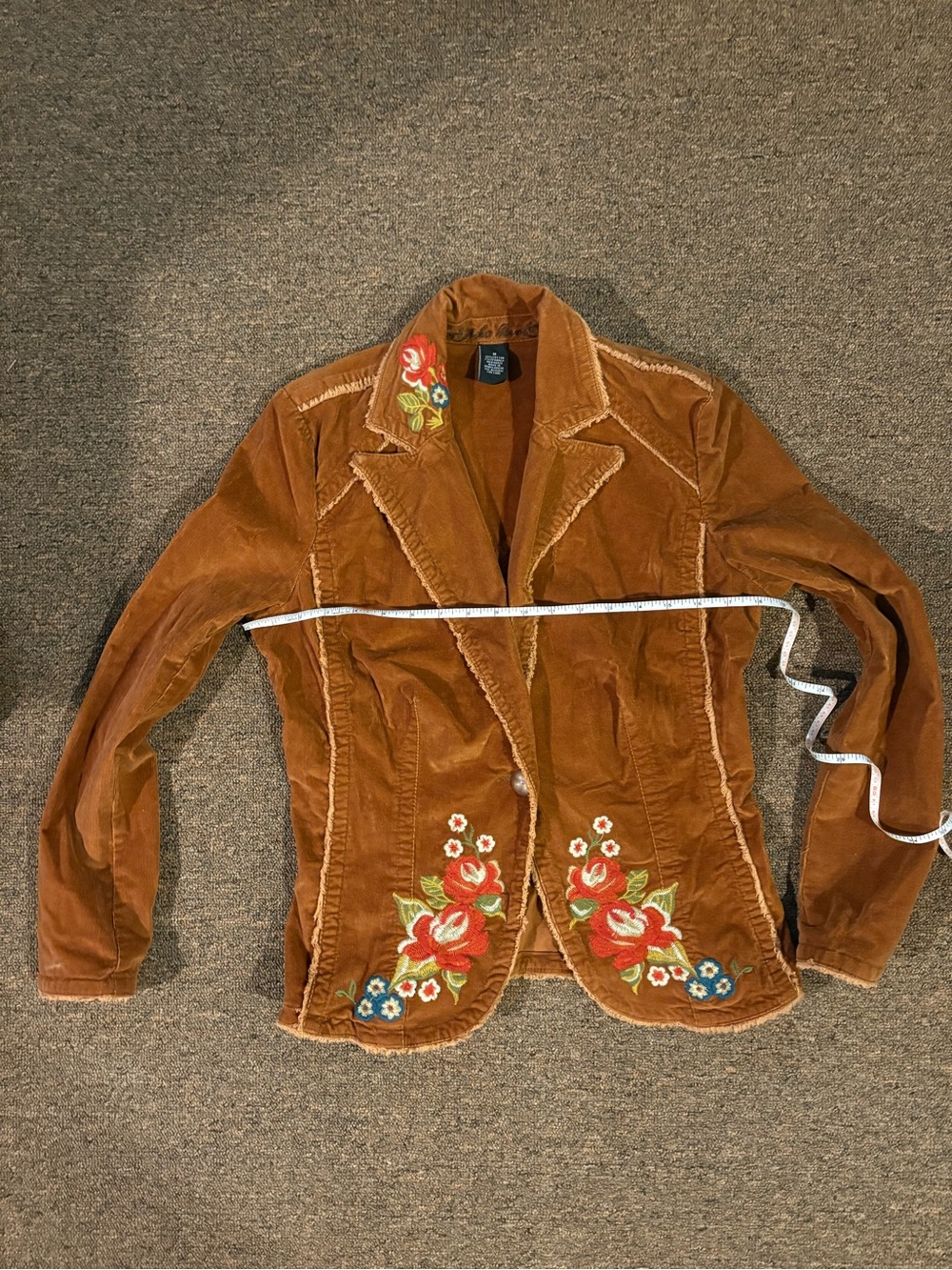 Kiki The Brand Vintage Embroidered Corduroy Blazer Jacket - Rust - Picture 7 of 7